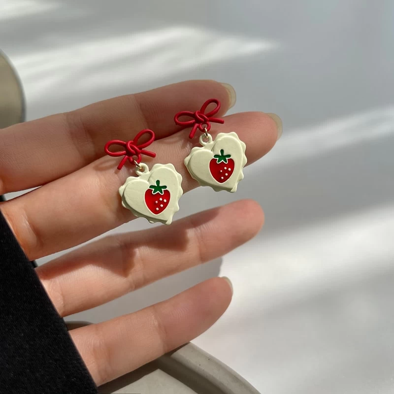 Cute Strawberry Stud Earrings 3 Cute Strawberry Stud Earrings