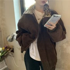 Leopard Patchwork Jacket 10 Leopard Patchwork Jacket -Kawaii Fashion Shop Alien Kitty 2021 New Winter Leopard Patchwork Women Coat Corduroy Warm Loose Casual Jacket Female Outwear 2