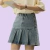 American Girl Style Denim Pleated Skirt -Kawaii Fashion Shop American Girl Style Denim Pleated Skirt 1 1