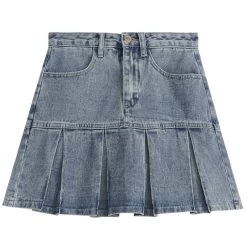 American Girl Style Denim Pleated Skirt 15 American Girl Style Denim Pleated Skirt -Kawaii Fashion Shop American Girl Style Denim Pleated Skirt 13