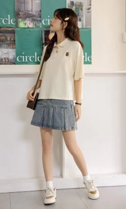 American Girl Style Denim Pleated Skirt 12 American Girl Style Denim Pleated Skirt -Kawaii Fashion Shop American Girl Style Denim Pleated Skirt 8