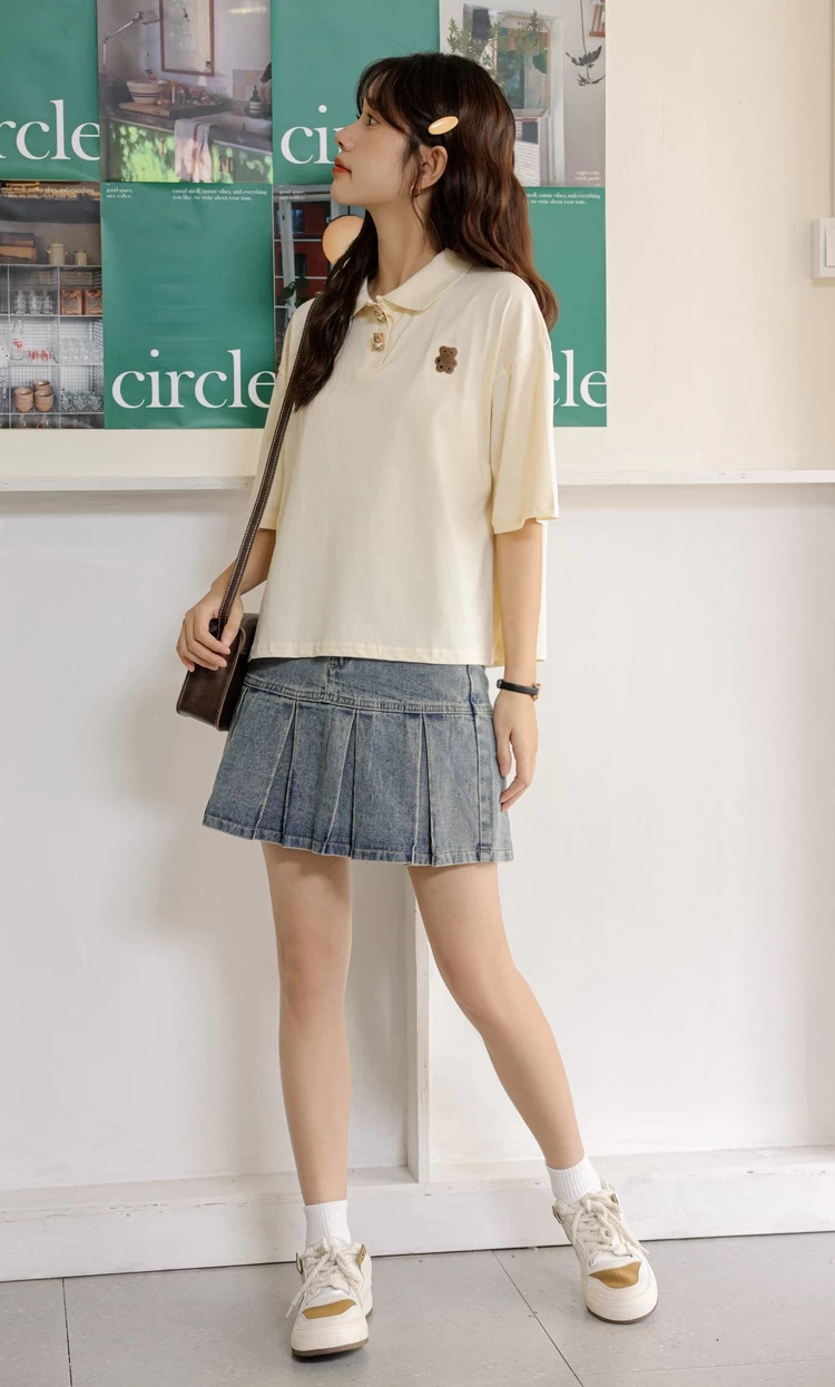 American Girl Style Denim Pleated Skirt 6 American Girl Style Denim Pleated Skirt - Image 4