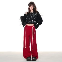 American Girls Casual Loose Straight Sweatpants -Kawaii Fashion Shop American Girls Casual Loose Straight Sweatpants 6