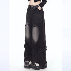 American Girly Style Loving Heart Embroidery Straight Jeans -Kawaii Fashion Shop American Girly Style Loving Heart Embroidery Straight Jeans 8