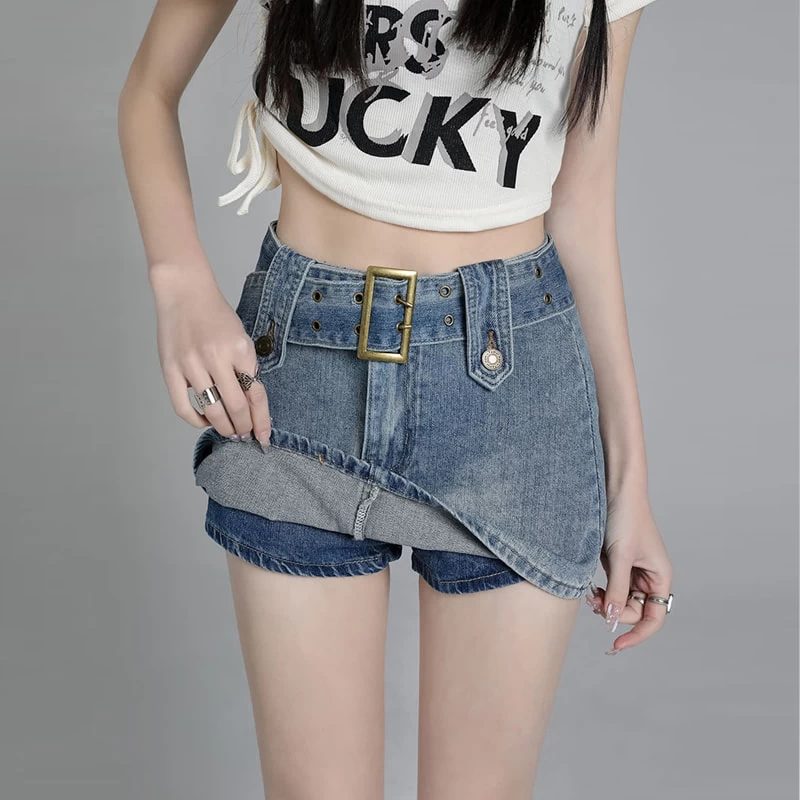 American Retro All-match Blue High Waist Denim Skirt 6 American Retro All-match Blue High Waist Denim Skirt - Image 4
