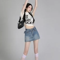 American Retro All-match Blue High Waist Denim Skirt 11 American Retro All-match Blue High Waist Denim Skirt -Kawaii Fashion Shop American Retro All match Blue High Waist Denim Skirt 8