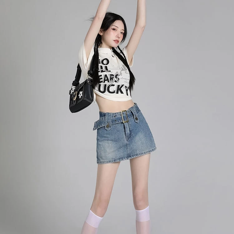 American Retro All-match Blue High Waist Denim Skirt 5 American Retro All-match Blue High Waist Denim Skirt - Image 3