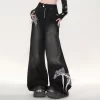 American Retro Black Lace Wide-leg Jeans -Kawaii Fashion Shop American Retro Black Lace Wide leg Jeans 8
