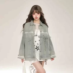 American Retro Blue Denim Jacket -Kawaii Fashion Shop American Retro Blue Denim Jacket 15