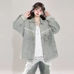 American Retro Blue Denim Jacket -Kawaii Fashion Shop American Retro Blue Denim Jacket 9