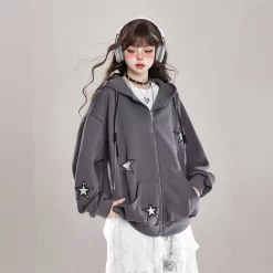 American Star Embroidered Cardigan Sweatshirt -Kawaii Fashion Shop American Star Embroidered Cardigan Sweatshirt 6