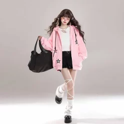 American Star Embroidered Cardigan Sweatshirt -Kawaii Fashion Shop American Star Embroidered Cardigan Sweatshirt 7