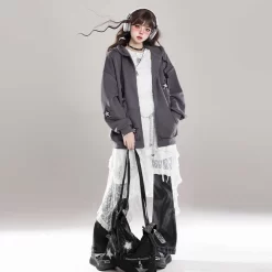 American Star Embroidered Cardigan Sweatshirt -Kawaii Fashion Shop American Star Embroidered Cardigan Sweatshirt 8