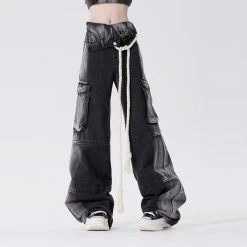 American Style Black And Gray Straight-leg Work Jeans 9 American Style Black And Gray Straight-leg Work Jeans -Kawaii Fashion Shop American Style Black And Gray Straight leg Work Jeans 2