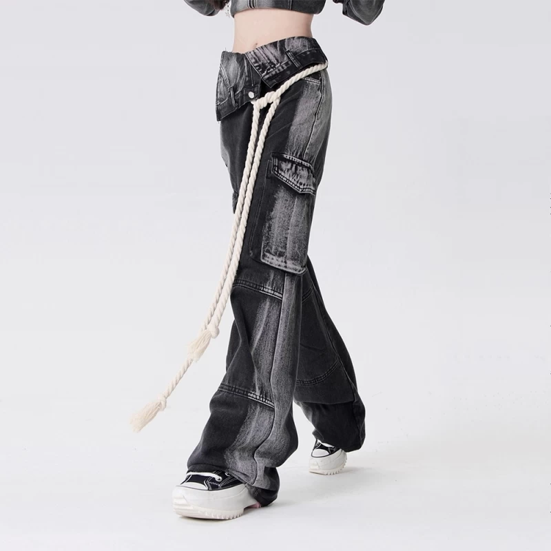 American Style Black And Gray Straight-leg Work Jeans 6 American Style Black And Gray Straight-leg Work Jeans - Image 4