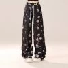American Style Cartoon Kitten Print Black Straight Overalls 2 American Style Cartoon Kitten Print Black Straight Overalls -Kawaii Fashion Shop American Style Cartoon Kitten Print Black Straight Overalls 6