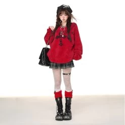 American Sweet Girl Style Cross Princess Embroidered Loose Sweater 12 American Sweet Girl Style Cross Princess Embroidered Loose Sweater -Kawaii Fashion Shop American Sweet Girl Style Cross Princess Embroidered Loose Sweater 2