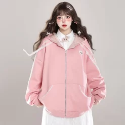 American Sweet Girl Style Oversize Hooded Coat 14 American Sweet Girl Style Oversize Hooded Coat -Kawaii Fashion Shop American Sweet Girl Style Oversize Hooded Coat 1