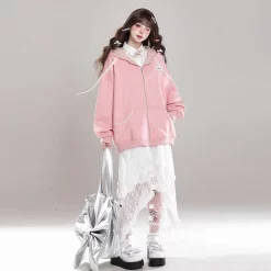 American Sweet Girl Style Oversize Hooded Coat 17 American Sweet Girl Style Oversize Hooded Coat -Kawaii Fashion Shop American Sweet Girl Style Oversize Hooded Coat 5