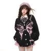 American Sweet Soft Girl Style Butterfly Embroidered Cardigan Sweater -Kawaii Fashion Shop American Sweet Soft Girl Style Butterfly Embroidered Cardigan Sweater 3