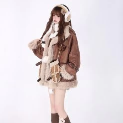 American Retro Maillard-style Coat 13 American Retro Maillard-style Coat -Kawaii Fashion Shop American retro Maillard style Coat 7