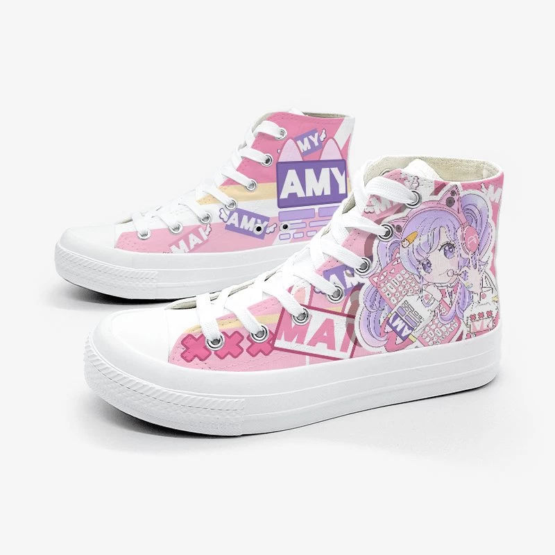 Game Girl Print High Cut Canvas Sneaker 4 Game Girl Print High Cut Canvas Sneaker - Image 2