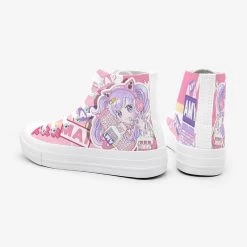 Game Girl Print High Cut Canvas Sneaker 12 Game Girl Print High Cut Canvas Sneaker -Kawaii Fashion Shop Amy and Michael Fashion Anime Cartoon Girls Sneakers Vulcanized Female Students kawaii High Top Casual Hand 4