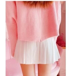 High Waist Mini Pleated Bow Skirt -Kawaii Fashion Shop Autumn Kawaii Bow Pleated Mini Skirt Women Korean Fashion School Girls Uniform High Waist Skater Tennis 5