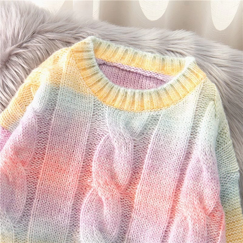 Casual Colorful Rainbow Loose Sweatshirt 5 Casual Colorful Rainbow Loose Sweatshirt - Image 3