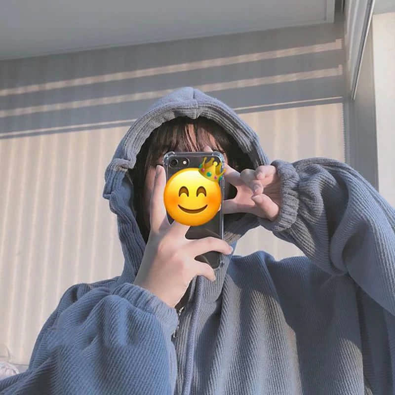 Cute Korean Blue Loose Hoodie 5 Cute Korean Blue Loose Hoodie - Image 3