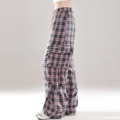 BF Style Pink Plaid Straight Overalls 14 BF Style Pink Plaid Straight Overalls -Kawaii Fashion Shop BF Style Pink Plaid Straight Overalls 2