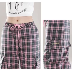 BF Style Pink Plaid Straight Overalls 13 BF Style Pink Plaid Straight Overalls -Kawaii Fashion Shop BF Style Pink Plaid Straight Overalls 3