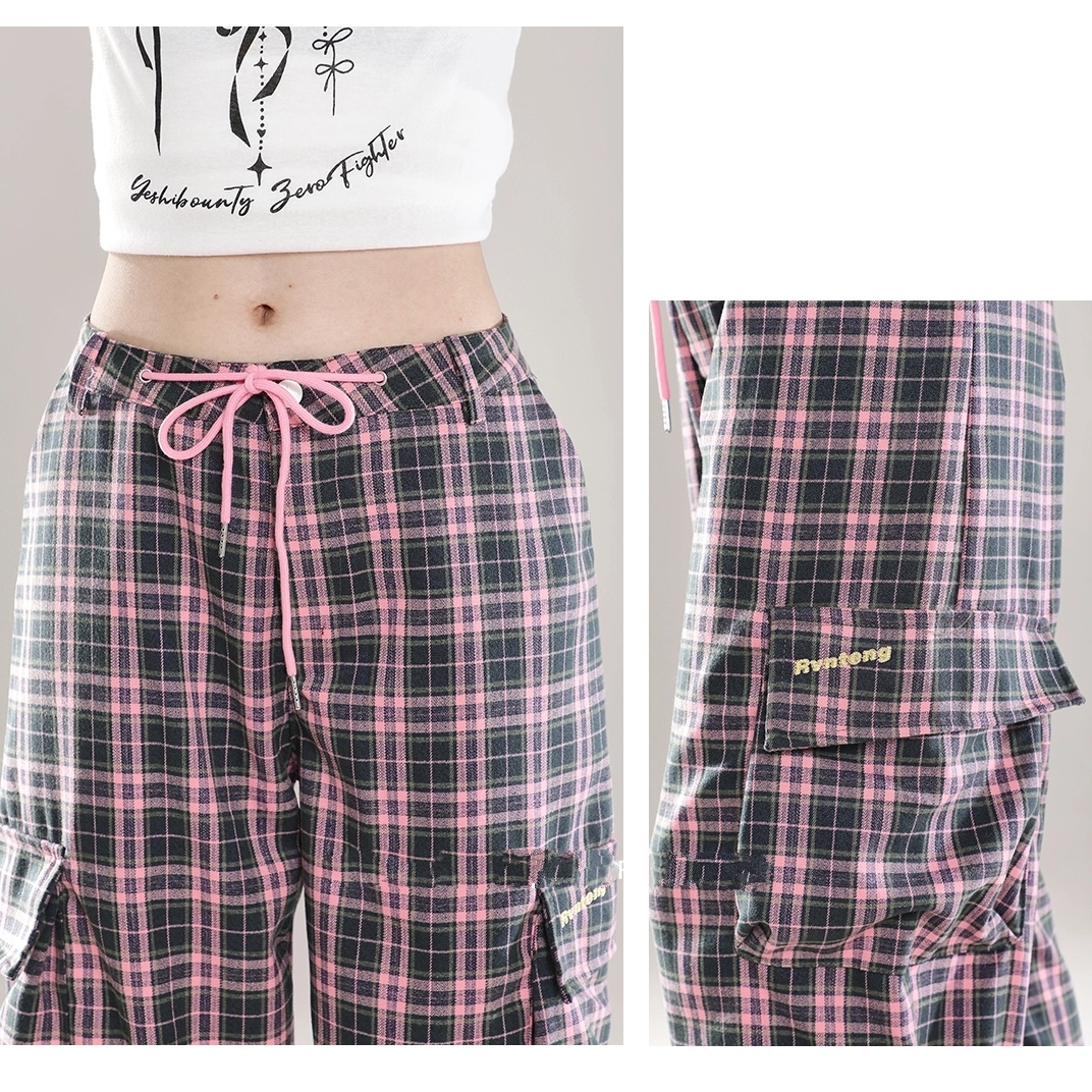 BF Style Pink Plaid Straight Overalls 6 BF Style Pink Plaid Straight Overalls - Image 4