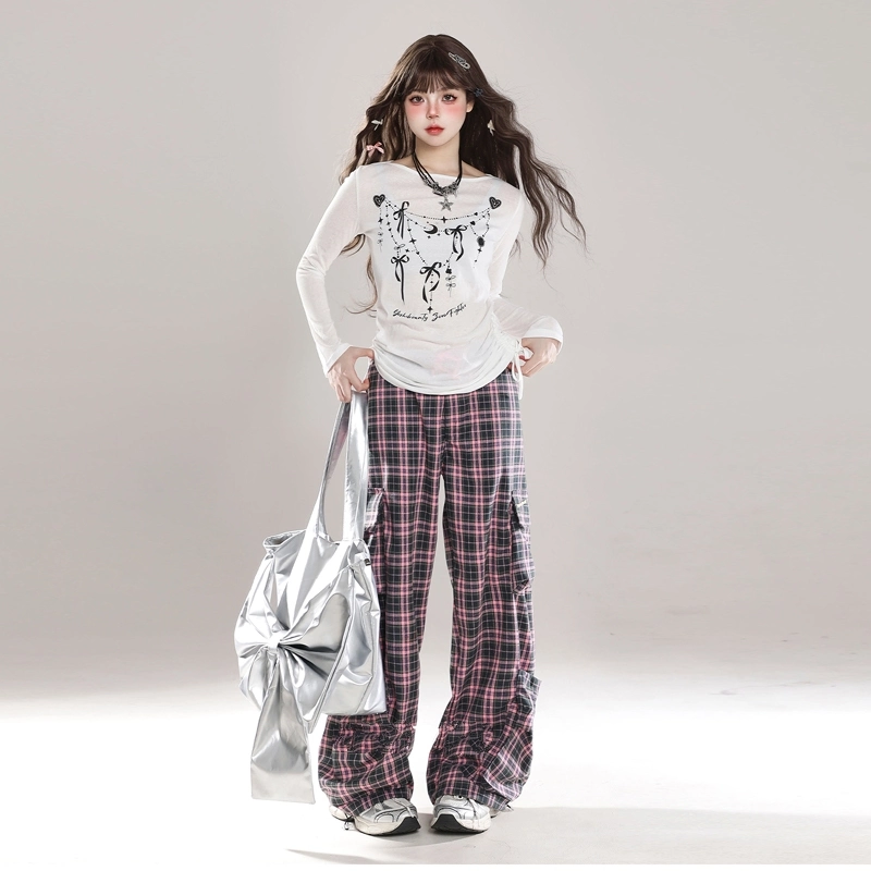 BF Style Pink Plaid Straight Overalls 5 BF Style Pink Plaid Straight Overalls - Image 3