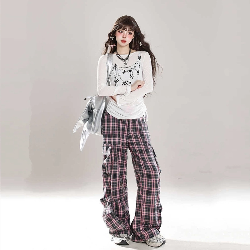 BF Style Pink Plaid Straight Overalls 9 BF Style Pink Plaid Straight Overalls - Image 7