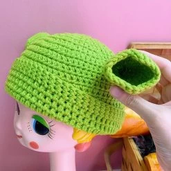 Balaclava Monster Shrek Hat -Kawaii Fashion Shop Balaclava Monster Shrek Hat Funny Winter Knitted Hats Green Party Funny Beanie Skullies Cap for Women 3