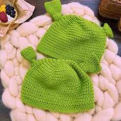 Balaclava Monster Shrek Hat -Kawaii Fashion Shop Balaclava Monster Shrek Hat Funny Winter Knitted Hats Green Party Funny Beanie Skullies Cap for Women 4