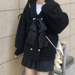 Harajuku Front Bowknot Corduroy Coats