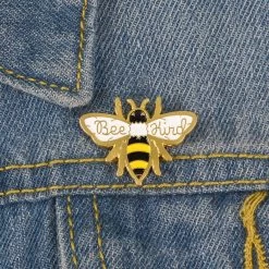 Cute Bees Inspired Pin 12 Cute Bees Inspired Pin -Kawaii Fashion Shop Be kind bee enamel pin Hard working Collecting honey brooches Kindness insect Lapel pins badges Shirt 4