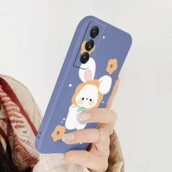 Kawaii Big Ears Bunny Galaxy Case -Kawaii Fashion Shop Big Ears Bunny Silicone Case For Samsung Galaxy S21 S20 FE S10 Ultra Plus S10e Note 2