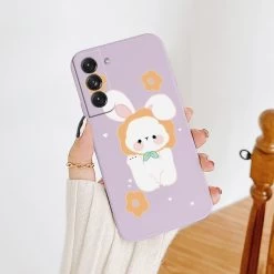 Kawaii Big Ears Bunny Galaxy Case -Kawaii Fashion Shop Big Ears Bunny Silicone Case For Samsung Galaxy S21 S20 FE S10 Ultra Plus S10e Note 3