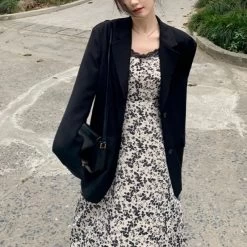 Single-Breasted Blazer 12 Single-Breasted Blazer -Kawaii Fashion Shop Black Blazer Women Casual Long Sleeve Button Korean Fashion Oversize Thin Blazer Jackets Female DesignFashion Coats2021 3