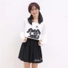 Yami Bunny 2Pcs Sweater Skirt Dress -Kawaii Fashion Shop Black Comic Rabbit Lolita Dress Teens Girls Casual Sweet Kawaii Short Dress Cute Bunny Print Long