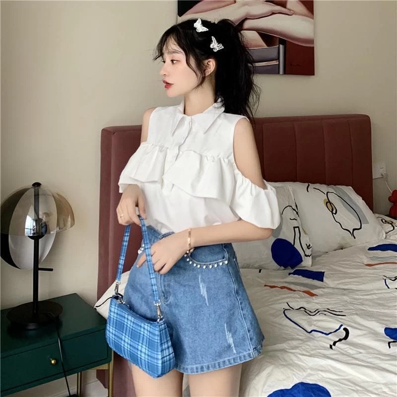 Cutout Shoulder Sleeved Shirt 4 Cutout Shoulder Sleeved Shirt - Image 2