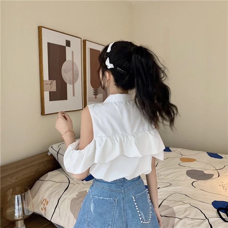 Cutout Shoulder Sleeved Shirt 5 Cutout Shoulder Sleeved Shirt - Image 3