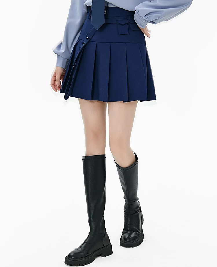 Blue All-match High Waist A-line Skirt 8 Blue All-match High Waist A-line Skirt - Image 6