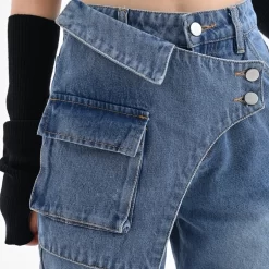 Blue Irregular Retro Wide-leg Jeans 14 Blue Irregular Retro Wide-leg Jeans -Kawaii Fashion Shop Blue Irregular Retro Wide leg Jeans 10