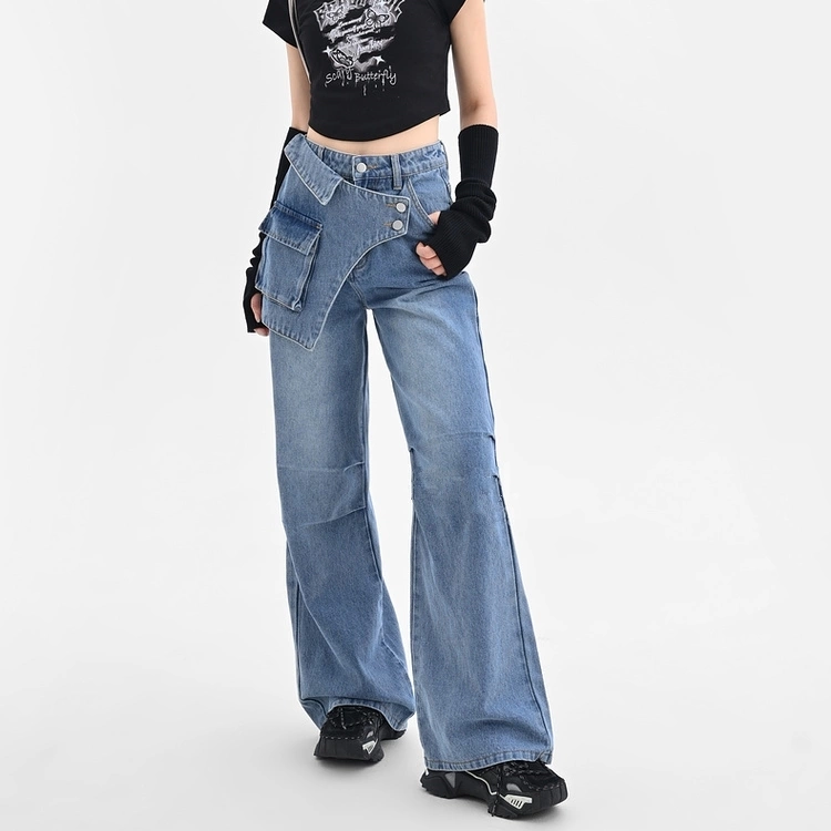Blue Irregular Retro Wide-leg Jeans 6 Blue Irregular Retro Wide-leg Jeans - Image 4