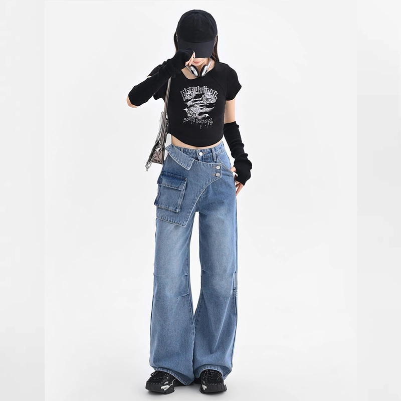 Blue Irregular Retro Wide-leg Jeans 10 Blue Irregular Retro Wide-leg Jeans - Image 8