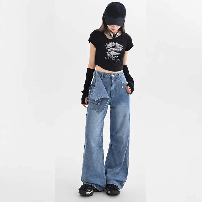 Blue Irregular Retro Wide-leg Jeans 9 Blue Irregular Retro Wide-leg Jeans - Image 7